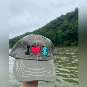 Jillysworld I love Earth Olive Green Dad Style Hat Cap Custom Embroidered